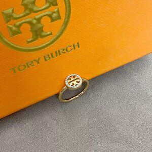 Tory Burch Miller Pavé Single Logo Delicate Ring (Brand New with Dust Bag)